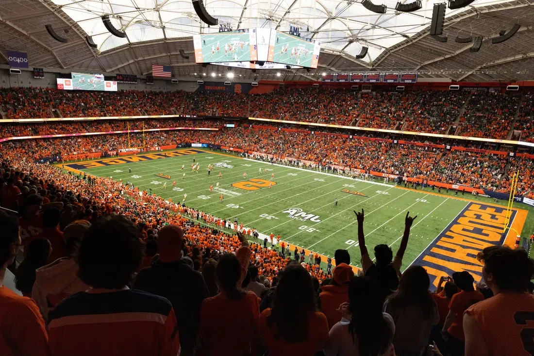 Birdseye view of the Dome packed with fans.